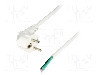 Cablu alimentare AC, 3m, 3 fire, culoare alb, cabluri, CEE 7/7 (E/F) &amp;#351;tecar in unghi, LIAN DUNG -