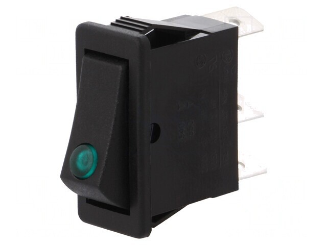 Comutator Rocker ON-OFF 16A 250V Negru cu Lumină Neon