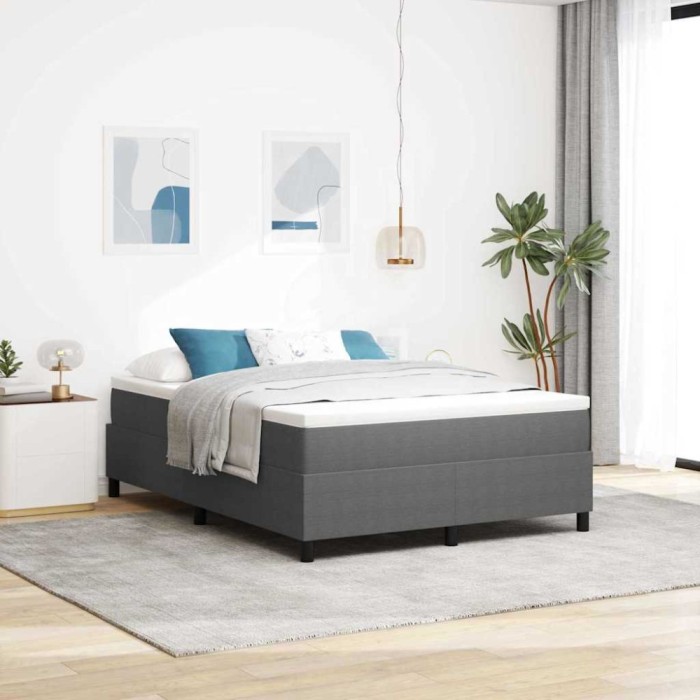 Pat cu saltea , gri deschis, 140x200 cm, material corduroy
