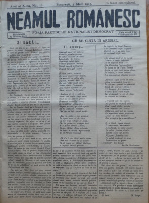 Ziarul Neamul romanesc , nr. 18 , 1915 , din perioada antisemita a lui N. Iorga foto