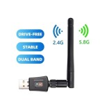 Mini adaptor Wi-Fi, viteza 600Mbps, dual band, portabil, hotspot Wi-Fi, interfata USB 2.0, compatibilitate extinsa, design compact si portabil, negru