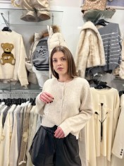 Jacheta dama crem cu paiete transparente