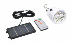Bec LED SMD cu incarcare solara si 220V - Ideal pentru camping, garaj, rulota, terasa, foisor, cabana... etc foto