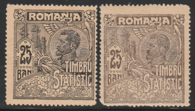 1920 Romania - 2 Timbre statistice neuzate, varietati culoare foto