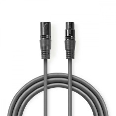 Cablu audio Stereo XLR 3 pini tata - XLR 3 pini mama 3m Gri Nedis