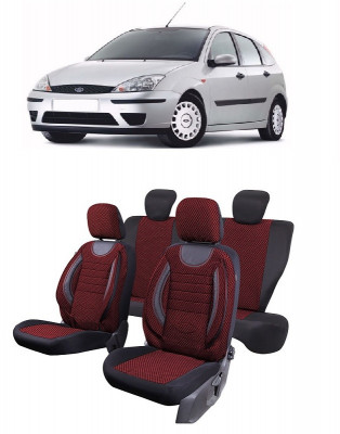 Set Huse scaune insertii piele ecologica FORD Focus 1 (1998-2005) Rosu foto