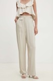 Answear Lab pantaloni femei, culoarea bej, drept, high waist
