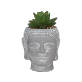 Ghiveci decorativ Budhha cu planta artificiala verde, 8x9.5 cm, ATU-084591, Oem