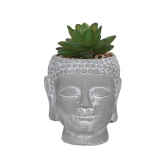 Ghiveci decorativ Budhha cu planta artificiala verde, 8x9.5 cm, ATU-084591