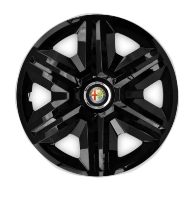 Set 4 capace roti Hubcaps fast black R16 pentru gama auto Alfa Romeo foto