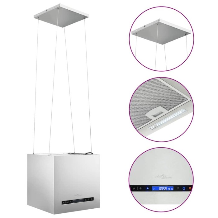 Hota suspendata insula LCD senzor tactil 37 cm otel inoxidabil