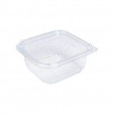 Caserole Capac Atasat, 130x130x62 mm, 10 Buc/Set, 500 ml, Plastic Transparent, Caserole de Unica Folosinta Alabala, Caserole cu Capac din Plastic, Cas