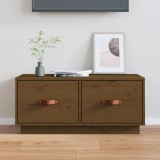 Comoda TV Gossi, lemn masiv pin, maro miere, 80x34x35 cm, dulap living, suport tv, depozitare