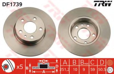 Disc frana ALFA ROMEO 156 (932) (1997 - 2005) TRW DF1739 foto