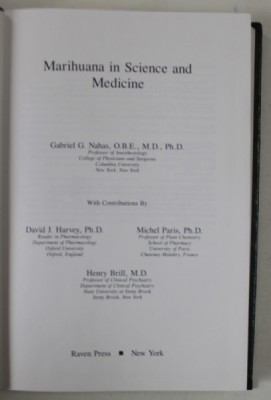 MARIHUANA IN SCIENCE AND MEDICINE by GABRIEL G. NAHAS , 1984 foto