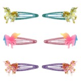 Clame Par Metalice Multicolor Unicorn Stele 3D Glitter pentru Copii, CMCLASS