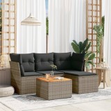 vidaXL Set canapea de grădină cu perne, 5 piese, gri, poliratan 3223610