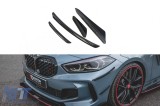 Adaugiri laterale Maxton Design potrivite pentru bara frontala M Technik, M135i pentru BMW Seria 1 F40 dupa 2019, lac negru Performance AutoTuning