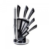 Set cutite cu suport 8 piese inox negru Zilan CC9808