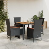 vidaXL Set mobilier de grădină cu perne, 5 piese, negru, poliratan 3277504