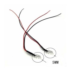 LED 12V 5mm rosu cu fire 20 cm