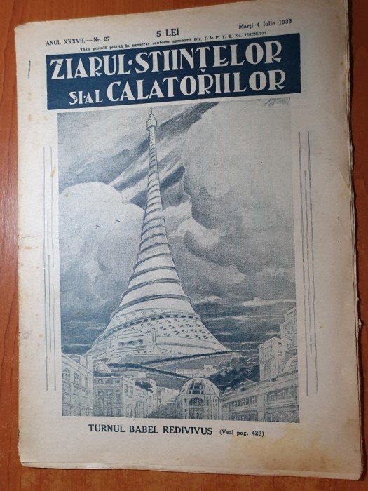 ziarul stiintelor si al calatoriilor 4 iulie 1933-art. orasul brad hunedoara