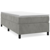 Cumpara ieftin Cadru de pat cu arcuri, gri deschis, 90x200 cm, catifea