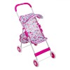 Carucior Papusi Tip Umbrela Fucsia Nori Albi Metal Plastic Copertina Ajustabila Cos Depozitare 50x31x65 cm +3 Ani