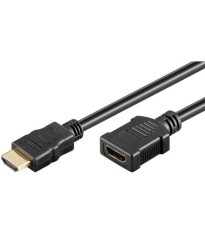 Cablu HDMI v2.0 soclu - HDMI v2.0 mufa 1m 4K60Hz HDCP 2.2 High Speed Ultra HD Ethernet negru Goobay 61307