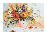 Cumpara ieftin Tablou 3D aranjamenet floral stilizat pictat manual, Ikebana, 70x50cm ulei pe panza, Valentin Pop