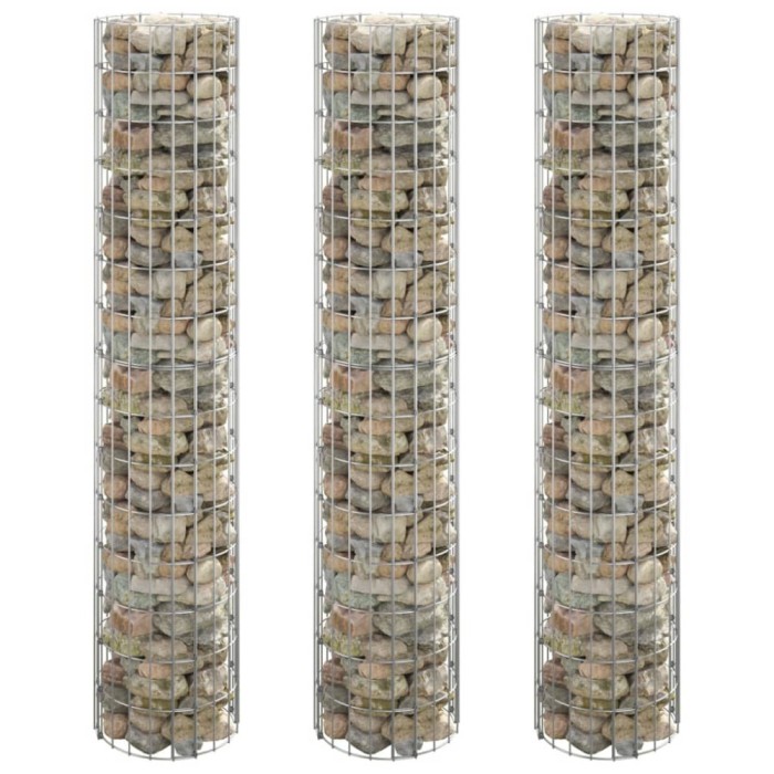 Gossi strat inaltat gabion 3 buc. &Oslash;30x150 cm otel galvanizat circular