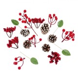 Set Conuri Decorative, Multicolor, Plastic și Lemn, 15 Bucăți, Oem