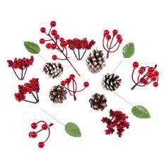 Set Conuri Decorative, Multicolor, Plastic și Lemn, 15 Bucăți
