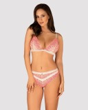 Set Lenjerie Sexy Cu Dantela Bloomys, Roz+Alb, L/XL, Obsessive