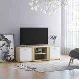 Comoda TV, alb si stejar Sonoma, 120 x 34 x 37 cm, PAL GartenMobel Dekor, vidaXL