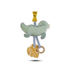 Jucarie zornaitoare din plus, parte din silicon pentru dentitie, agatatoare, hartie fosnitoare, design Jungle Party Crocodrile