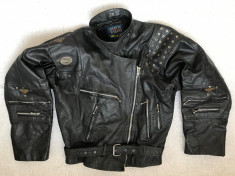 GEACA NEAGRA DAMA PIELE ROCKER STRADA MOTO BIKER MOTOR CHOPPER PILOT 8 BUZUNARE foto