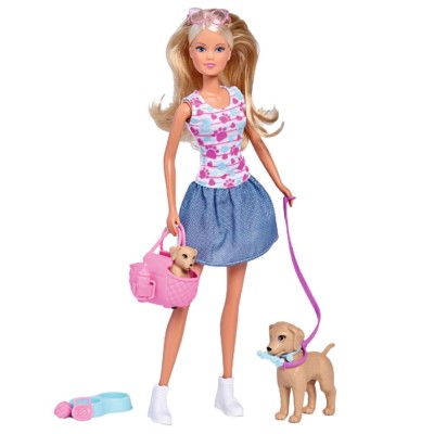 Papusa Simba Steffi Love Puppy Walk 29 cm cu 2 figurine si accesorii foto