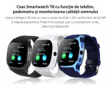 Ceas Smartwatch T8 cu Functie Apelare, SMS, Camera, Bluetooth, Pedometru,