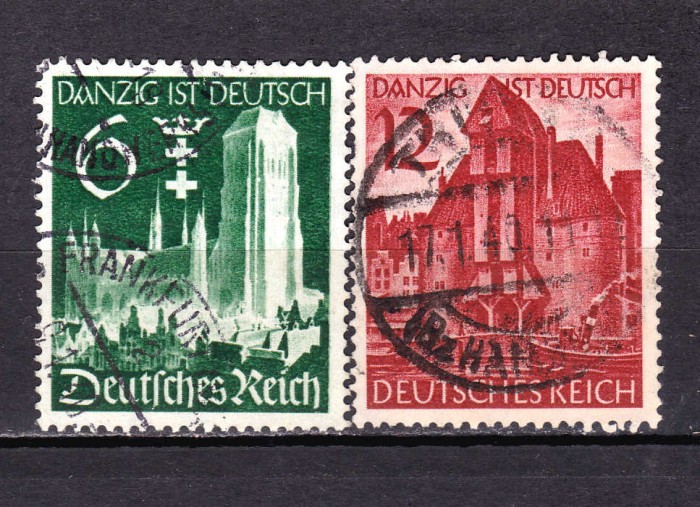 ✅ (S43) Germania Reich 1939 &quot; Anexarea Danzig &quot; serie completa Michel 714/715 , stampilat