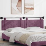 vidaXL Tăblie de pat suspendată Cu lumină LED Violet Catifea 3424259