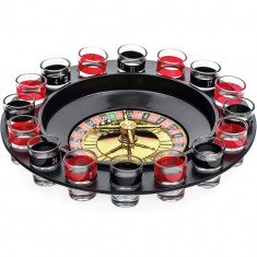 Joc de Baut Ruleta cu Pahare de Shot Flippy, 30 cm, Rosu/Negru foto