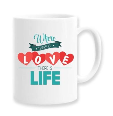 Cana alba personalizata &amp;quot;where there is love there is life&amp;quot;, INOVATIX&amp;reg;. 330ml foto