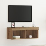 VidaXL Dulap TV de perete cu LED, stejar artizanal, 80x30x30 cm