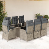 Set mobilier gradina cu perne, 9 piese, gri, poliratan GartenMobel Dekor, vidaXL