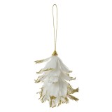 Cumpara ieftin Ornament brad pene albe sclipici auriu 11x7x14 cm