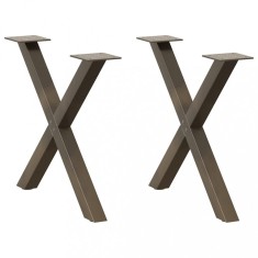 vidaXL Picioare pentru masă de cafea &icirc;n formă de X, 2 buc., oțel natural, 50x(42-43) cm