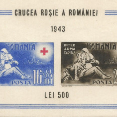 România, LP 152/1943, Crucea Rosie, coliță nedantelată, MNH