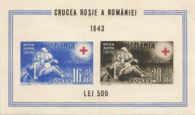 Rom&amp;acirc;nia, LP 152/1943, Crucea Rosie, coliță nedantelată, MNH foto