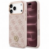 Husa MagSafe pentru Apple iPhone 18 Pro Max / 17 Pro Max, Guess, 4G Strass Logo, Roz